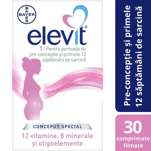 Elevit 1 - comprimate filmate (pre-concepție și primele 12 săptămâni de sarcină).jpg